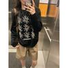 Lazy Pure Cotton American Retro Sun Long-sleeved T-shirt for Women Autumn New Loose Casual Versatile Top