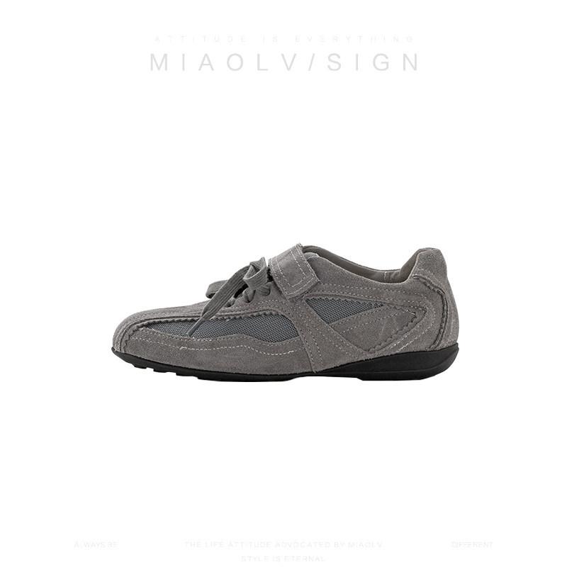 Leather Retro Ballet Training Shoes Women'S Spring Versatile Velcro Soft Sole Comfortable Casual Sports Forrest Gump Shoes