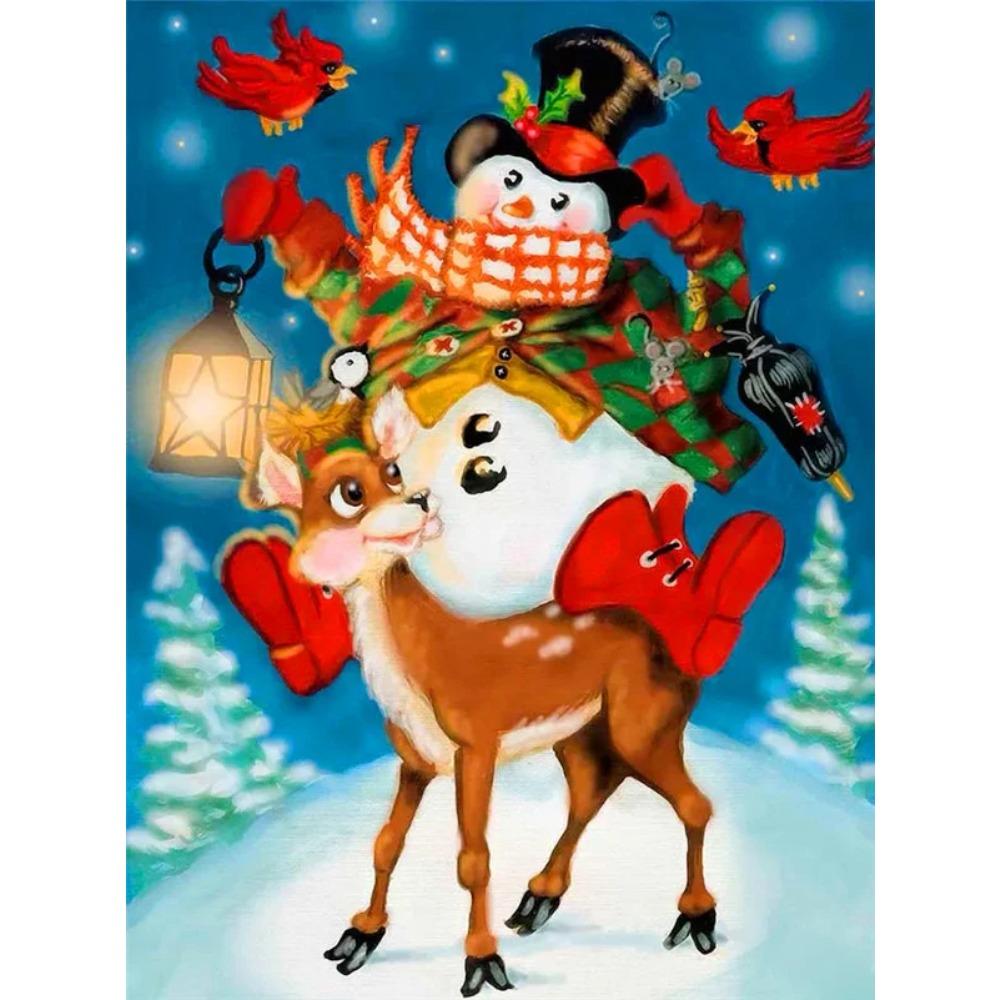 Elmas Boyama Sanatı Tam Matkap Kardan Adam Elmas Boyama El Yapımı Karlı Gün Diy Elmas Mozaik Resim Ev Dekorasyon Noel Hediyesi