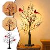Bird Vintage Glowing Tree Red Berry Decoration Twinkle Tree Lamp  Home Table Decoration