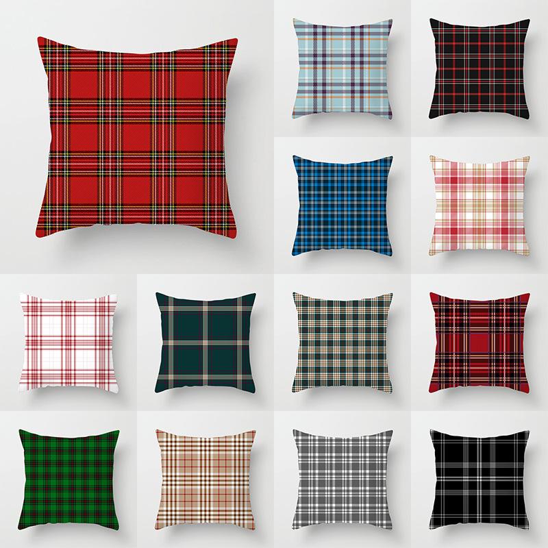Scottish Red Plaid Pillowcase Home Sofa Pillow Cushion Cover