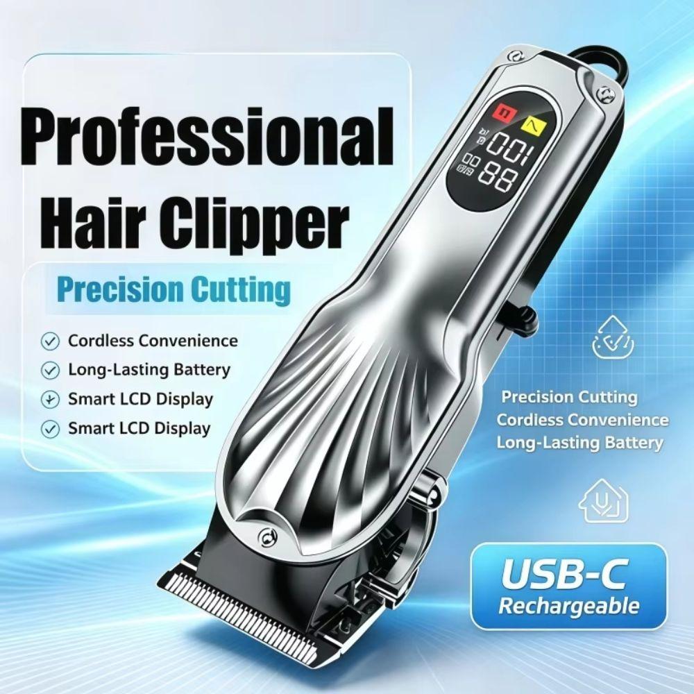 LCD Digital Display Hair Trimmer Rechargeable Bald Head Clipper Portable Electric Hair Clipper