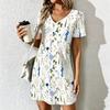Summer Fashion Women's V Neck Niche Print Printed Dress Sex Short Skirt Dresses
