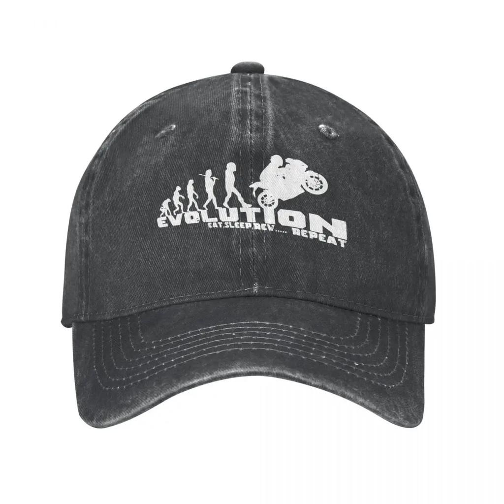 Vintage Denim Biker Evolution Motorcycle Baseball Caps Women Hat Adjustable Casquette Gorras