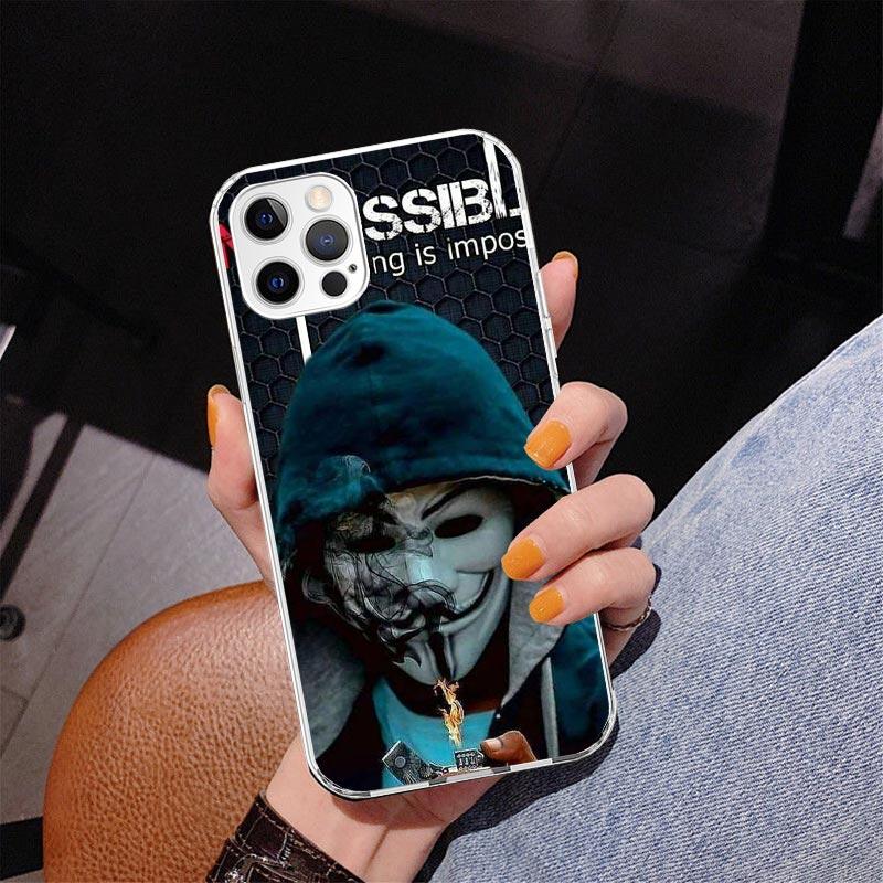 Anonymous V Mask Phone Case For iPhone 17 Air 16 Pro Max 16E 15 + 14 Plus 11 12 13 Mini 7 8 SE Gift Print Cover Fundas 17 Air 16