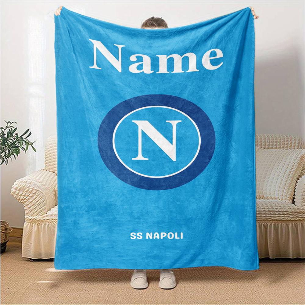 Custom Name Napoli Theme Printed Blanket Perfect For Couch Bed Travel Outdoor Use Machine Washable Cozy Durable