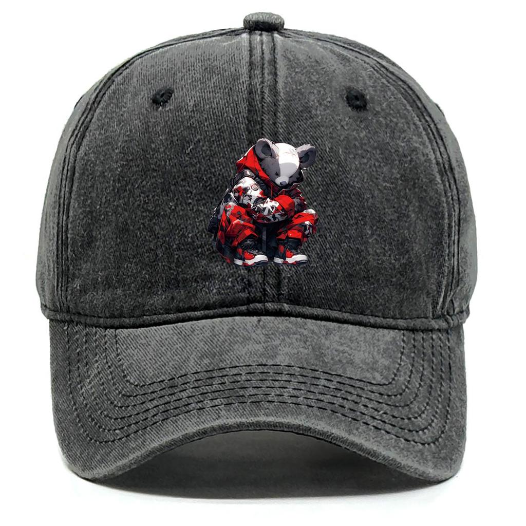 Punk Bear Print Adjustable Sun Hat, Animal Woman's Cap Cozy All-season Trendy Sporting Snapback Baseball Cap