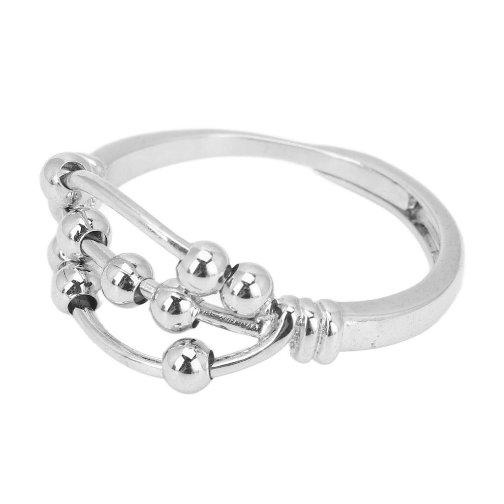 Anxiety Stress Relief Ring Retro Fashionable Elegant 3 Layer Rotating Bead Ring for Office Work Party