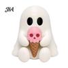 Synthetic Resin Ghost Figurine Ice Cream Figurine, Cute Spooky Desk Decor for Small Desktop Halloween Decoration Home, Soft Summer Ornament,