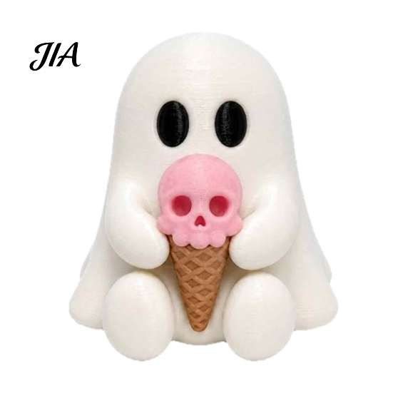 Synthetic Resin Ghost Figurine Ice Cream Figurine, Cute Spooky Desk Decor for Small Desktop Halloween Decoration Home, Soft Summer Ornament,