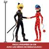 Pack de 2 poupées mannequin 26 cm miraculous ladybug - revivez les aventures de ladybug et chat noir