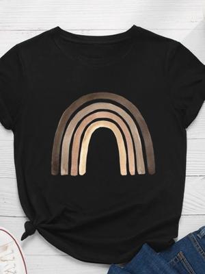 Rainbow Bridge Print Women T Shirt Short Sleeve O Neck Loose Women Tshirt Ladies Tee Shirt Tops Clothes Camisetas Mujer