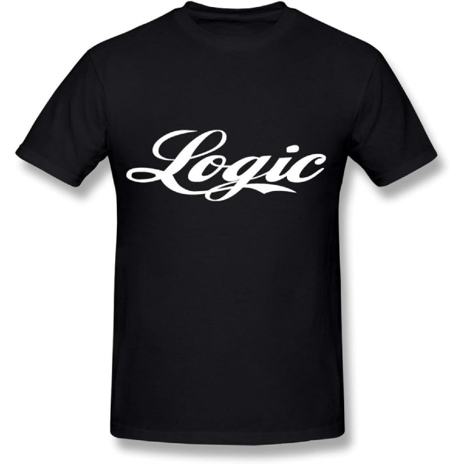 LZH American Singer Logic Logo T Shirt for Men Black S