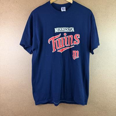 VTG 80s Logo 7 MLB Minnesota Twins Baseball Single Stitch T-Shirt Navy M USA Unisex T-Shirt