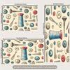 Vintage Sewing Room Backdrop Buttons Thread Spool Tools Photography Background