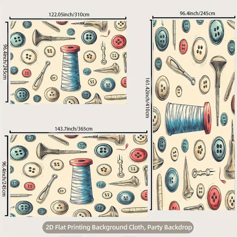 Vintage Sewing Room Backdrop Buttons Thread Spool Tools Photography Background