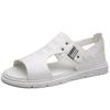 Fashion Handmade summer sandals Classic retro men's style Casual Business Daily Office or Outdoor Black and white shoes Breathable