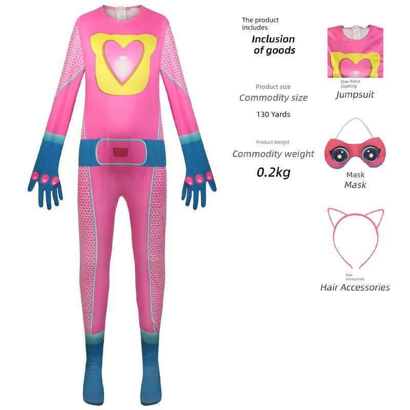 

Cat Superkitties Jumpsuit Cosplay Costume Halloween Anime Cosplay Performance Costume Super Cat (Pink) 110