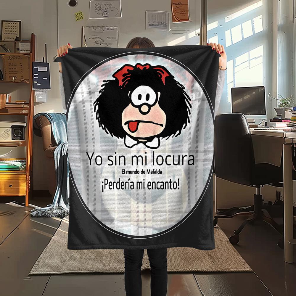1pz Coperta in Flanella con Stampa Mafalda, Alta Qualità per Tutte le Stagioni, Arredamento per la Casa, Calore e Comfort, Perfetta per Regali di Natale
