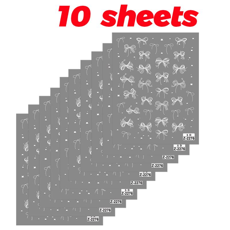 5D Relief Tüll Schleife Design Nagelkunst Aufkleber Selbstklebend DIY Weiße Schleife Abziehbilder Süß Cool Ins Maniküre Modellierungsdekorationen