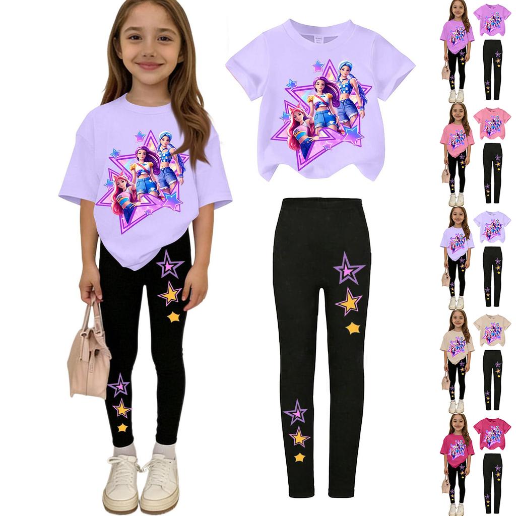 Children's Casual Short-sleeved Printed Short-sleeved Shirt And Pants Two-piece Set