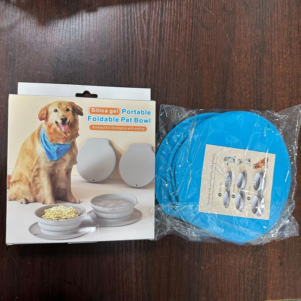 Silicone folding pet bowl Silicone cat and dog pet anti-choking double food bowl Outdoor pet portable dog bowl