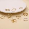 Boho Hollowed Flower and Leaf Rings with Faux Pearls - 10-Piece Set