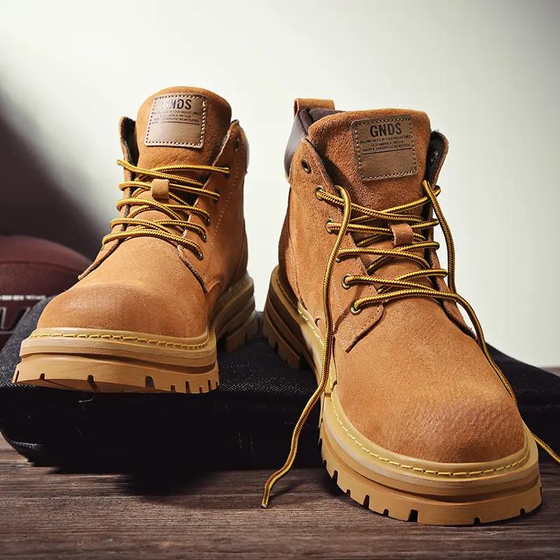 Pánské protiskluzové oblečení Klasická výbušná kůže Velké žluté boty Práce Outdoor Turistika Špičkový trend Pánské a dámské boty