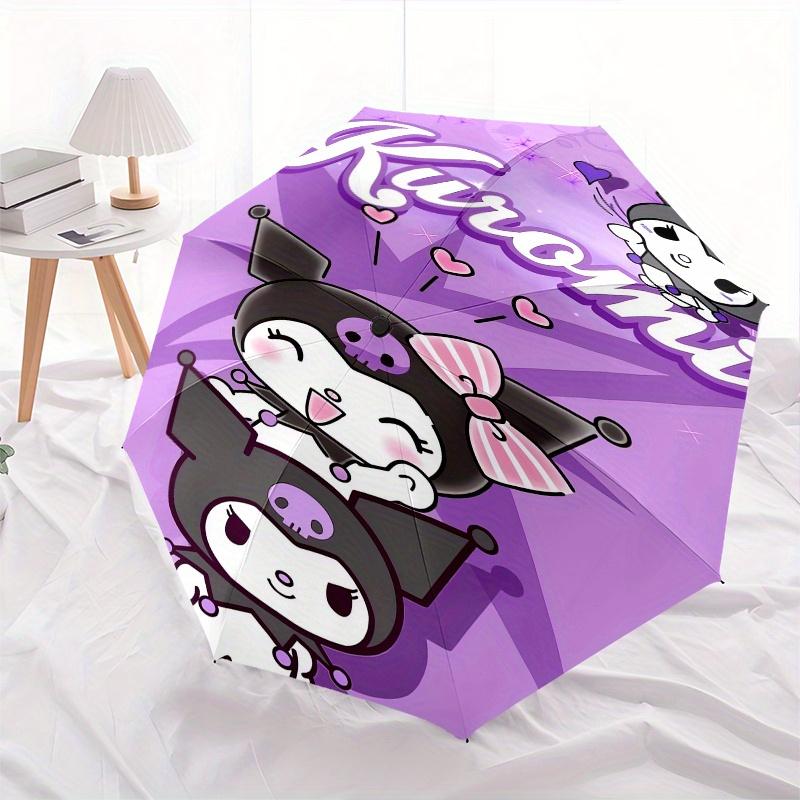 Kuromi,Jester Automatic Folding Umbrella-Simple 8-Rib Design, Bright Cartoon Pattern, Durable Iron Frame, Suitable For Travel, Outdoor, Beac