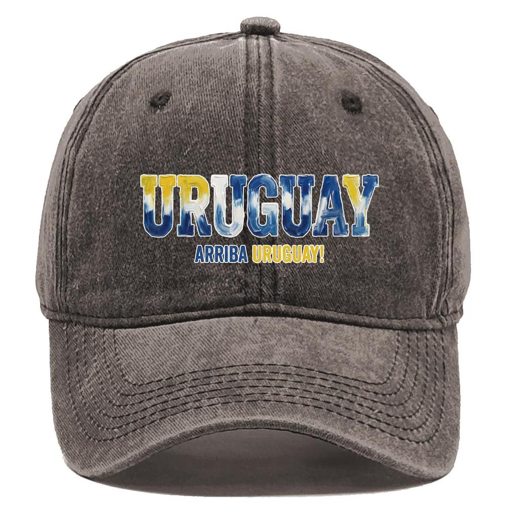 Sun Hat With "URUGUAY" "ARRIBA URUGUAY" Flag Printed , Adjustable Baseball Hat Inelastic Hip Hop Fit Headwear Sports Hat