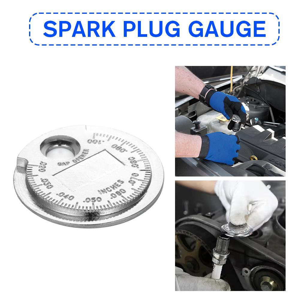 1pc Spark Plug Gap Gauge Measurement Tool 0.06-0.24cm/0.02-0.09in Range Coin-Type Spark Plug Gauge Gap Tool