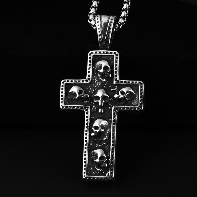 Vintage Punk Totenkopf Halskette für Männer Frauen 316L Edelstahl Halsketten Herrenkette Mode Männlicher Kuss Schmuck OSDZ201