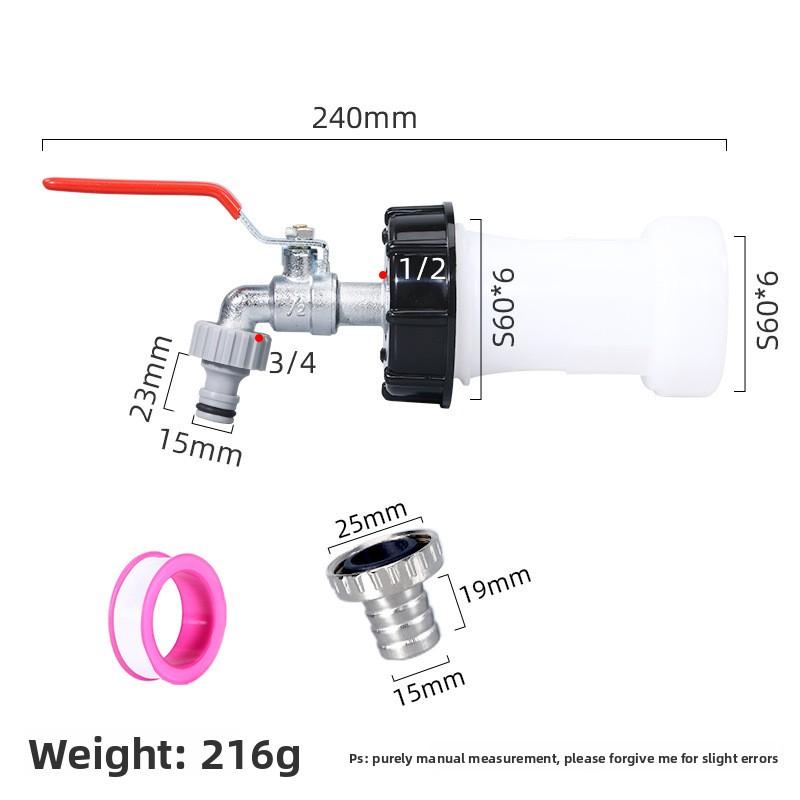 1 Stück Robuster IBC-Tankhahn-Adapter S60*6 Grobgewinde auf 1/2'' 3/4'' Anschluss Ersatzventil Garten Haus Ventilanschluss Wasserhahn