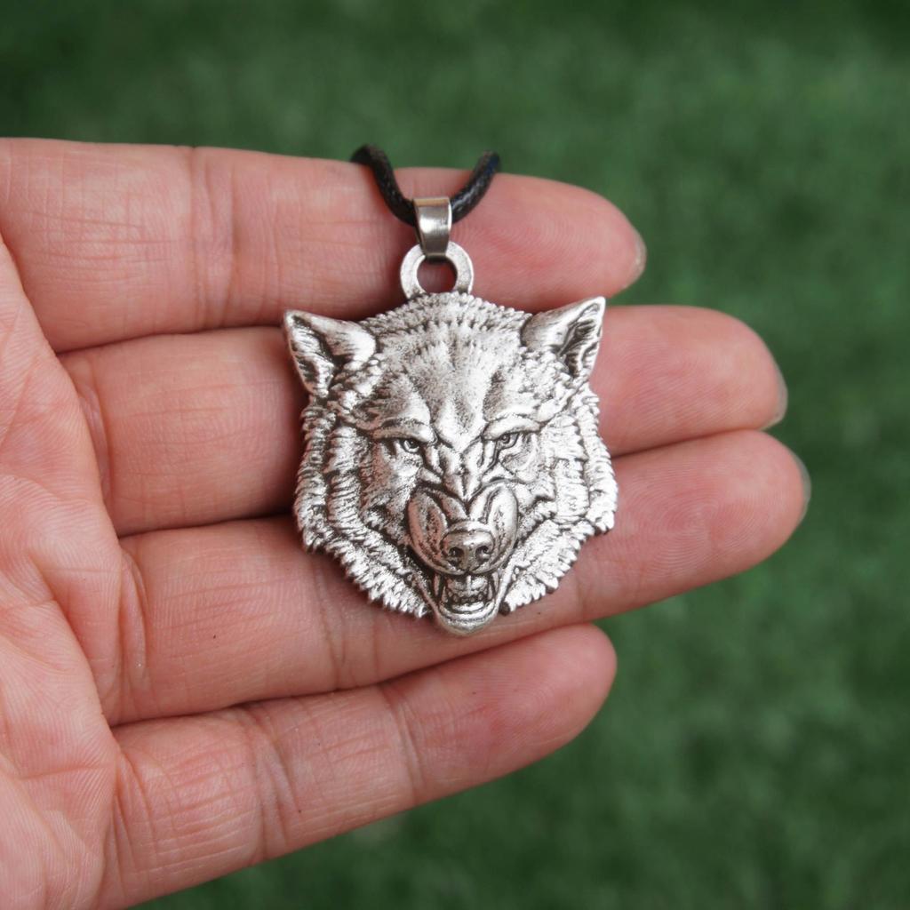 Nordische Mythologie Wolfskopf Halskette für Männer Punk Charm Schmuck Geschenk Wikinger Stil