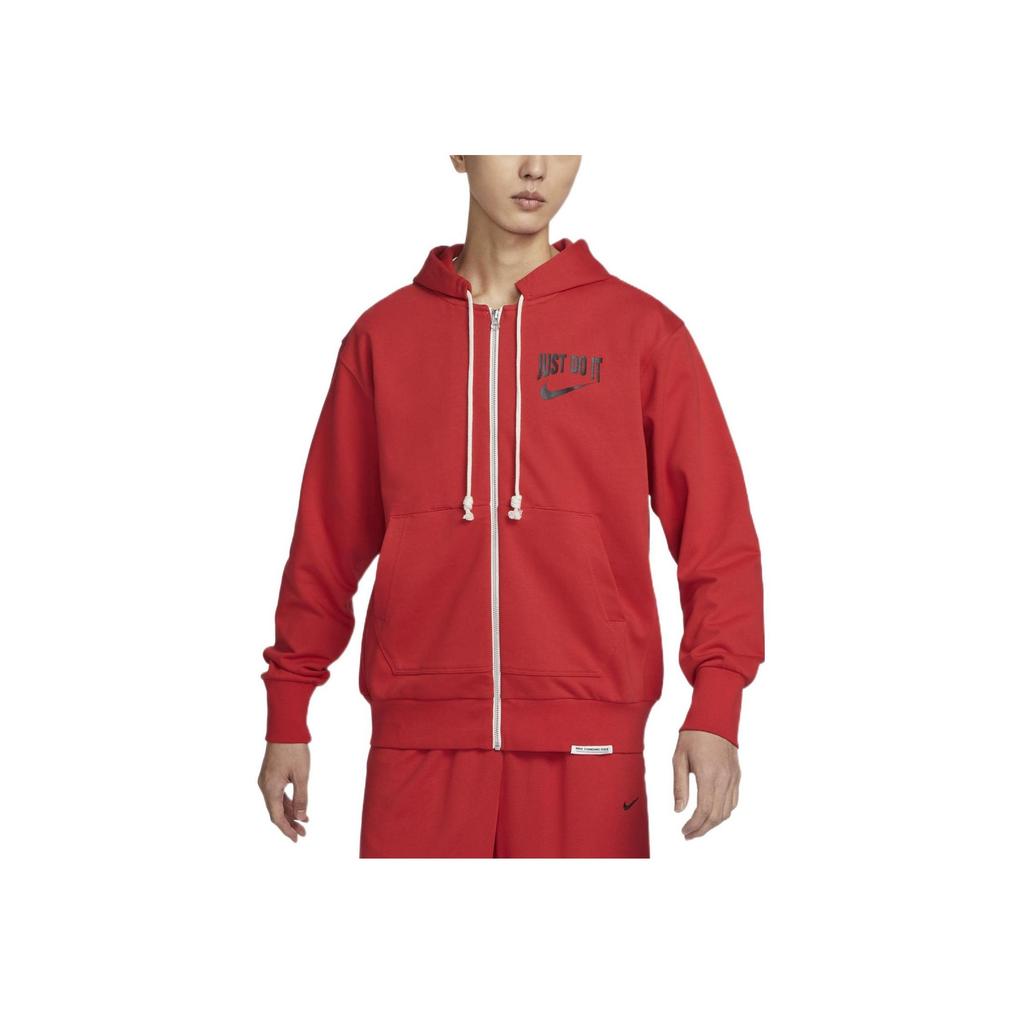 Nike Hooded Drawstring Logo Print Sports Jacket Men Jackets Red DV9449-657