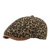 Women’s Leopard Print Six-Panel Flat Cap, Vintage British-Style Duckbill Beret Hat