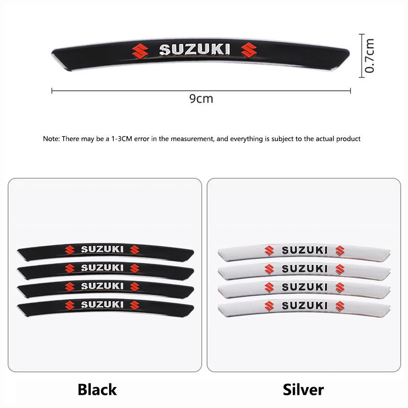 4Pcs 3D Aluminum Car Wheel Hub Sticker Tire Decorative Strip For Suzuki Swift Vitara Baleno Jimny Samurai SX4 Alto Splash Kaiser