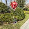 Giant Size Rainbow Hot Air Balloon Plastic Material Rotating Sequins Wind Spinners 4X Balloon 43.3inch Height Pinwheels Play