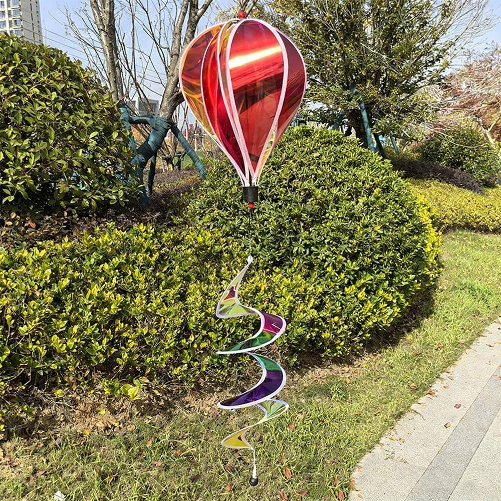 Giant Size Rainbow Hot Air Balloon Plastic Material Rotating Sequins Wind Spinners 4X Balloon 43.3inch Height Pinwheels Play
