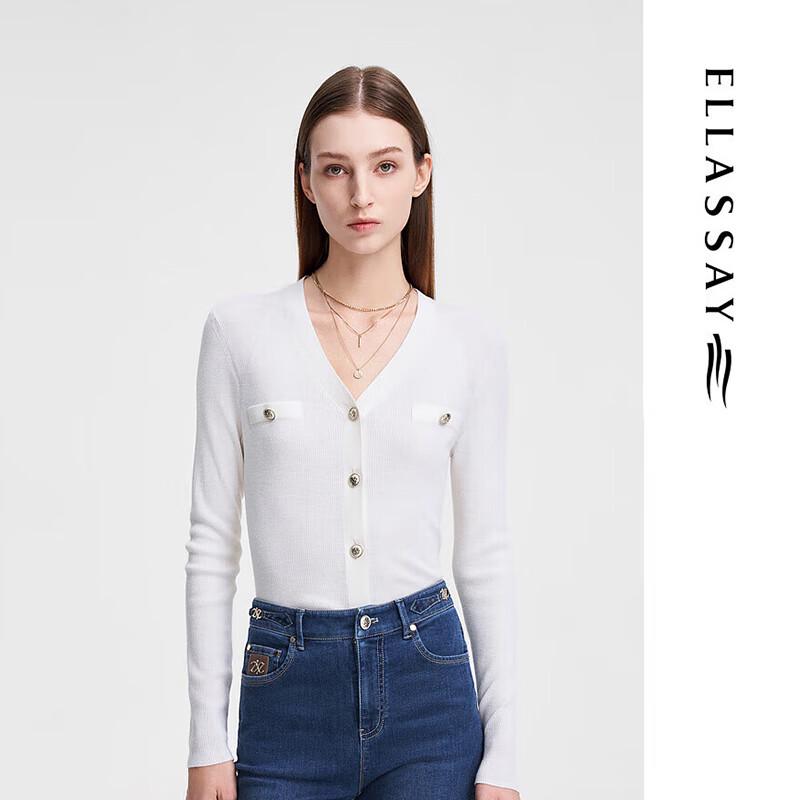 

ELLASSAY Women s Merino Wool V-neck Knit Sweater L