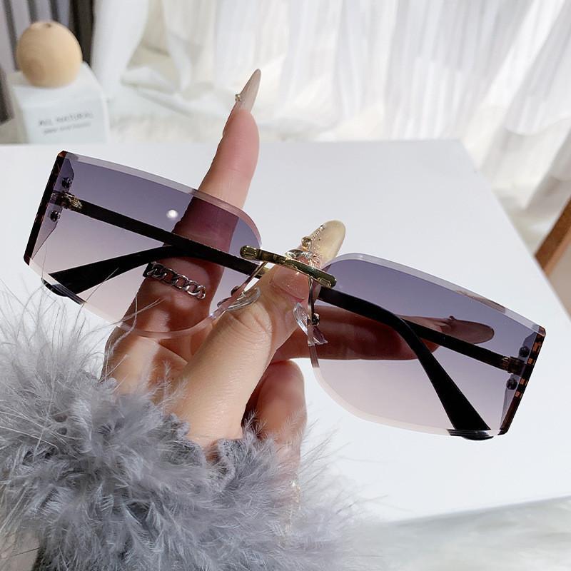 Unisex Frameless Curved Sunglasses With Uv400 Protection For Travel And Outdoor Activities