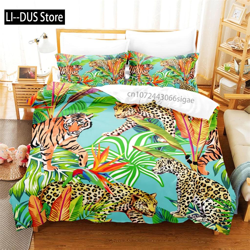 Tropical Forest Leopard Bedding Set Duvet Cover Set 3d Bedding Digital Printing Queen Size Bedding Set Fashion Design