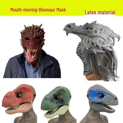 Movable Mouth Dinosaur Mask - Latex Halloween Cosplay Accessory