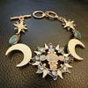 Elegant Sun Moon Star Shape Bracelet Featuring Natural Rhinestones Opal in Bohemian Style for Daily Wear Dates Parties