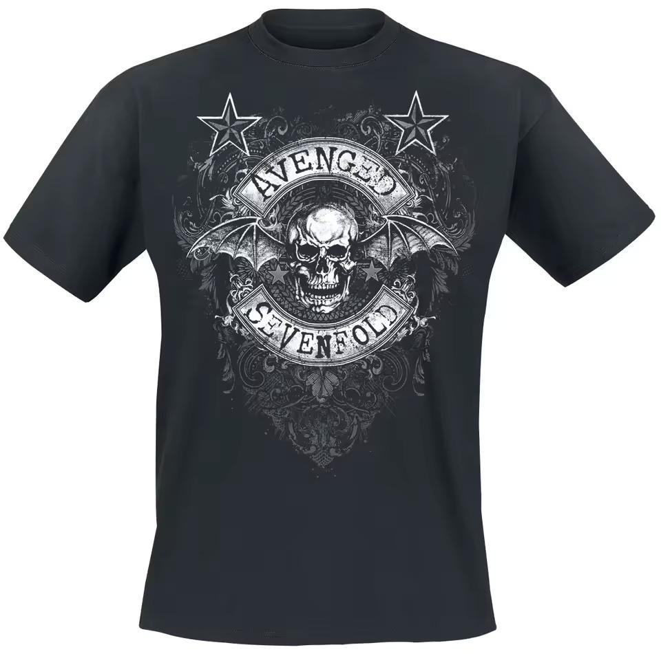 Bavlněné tričko inspirované Avenged Sevenfold Vintage Death Bat Gotický Metal Streetwear Tričko
