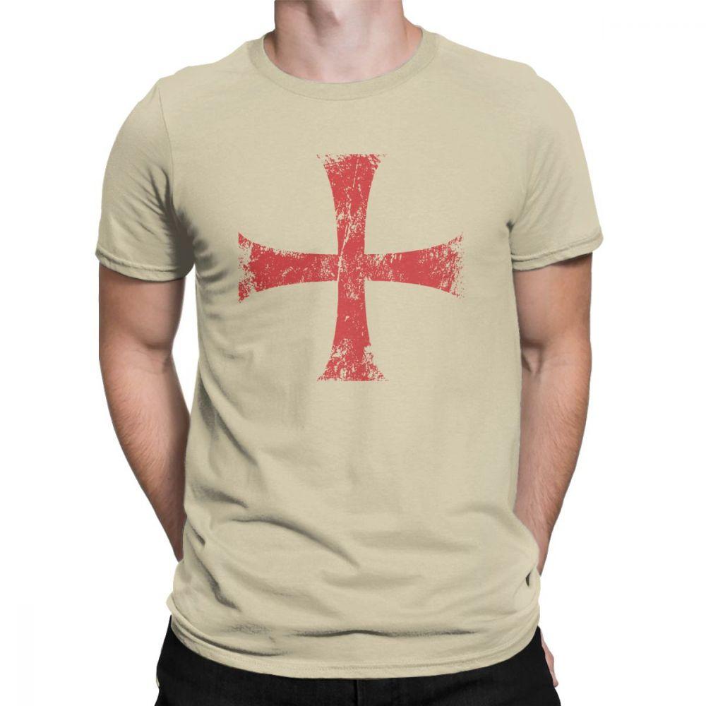 Herren T-Shirt Distressed Kreuzritter Templerorden Kreuz T-Shirts Premium Baumwolle T-Shirt Rundhals T-Shirt Kurzarm Kleidung Übergröße