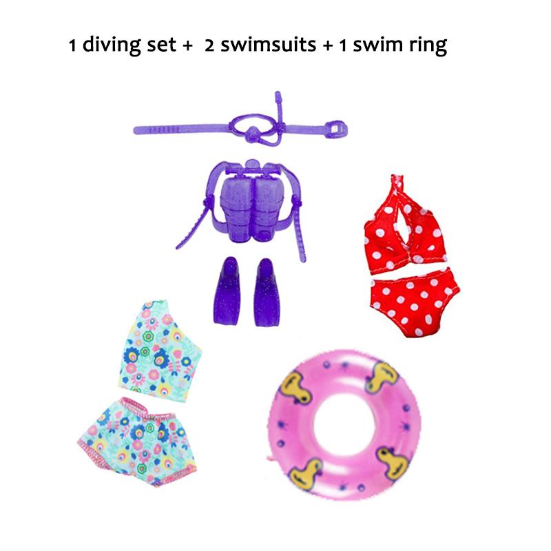 4Pcs 30cm/11.5 Set Funny Clothes Accessories Summer Swimwear Dolls Bikini Diving Suit Swim Ring Sunhat Beach Chair and for Kid Friendly Entertaining