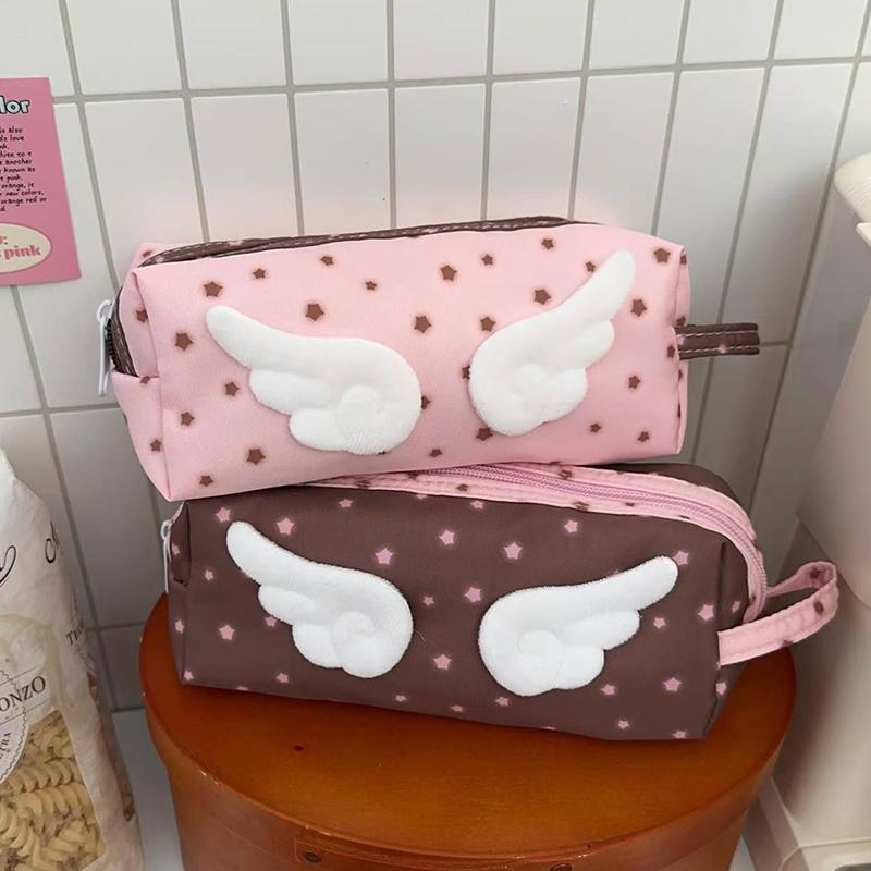 Cute Angel Wings Pencil Bag School Students Large Capacity Pen Case