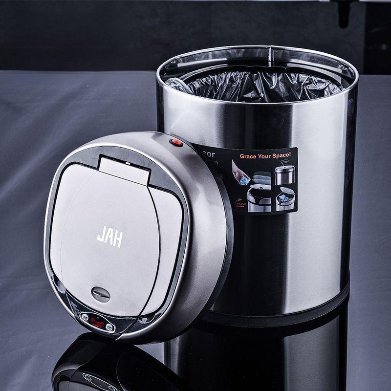 Automatic Sensor Trash Can Luxury Stainless Steel Trash Cans Large Capacity Kitchen Litter Bins Smart Bathroom Dustbin with Lid