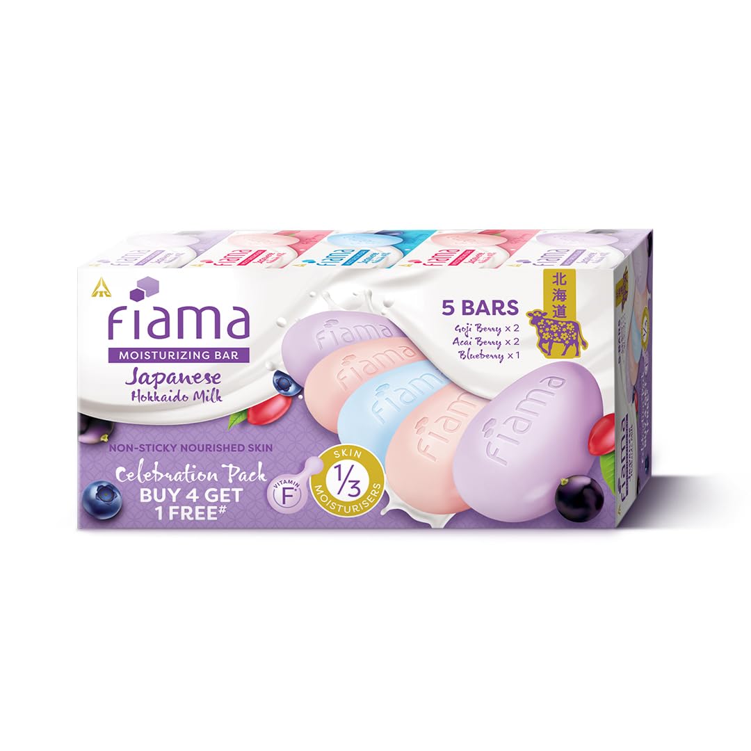 

Fiama Moisturizing Soap Bars Celebration Pack 125g x5 Japanese Hokkaido Milk Berries Hydrating Skin Care Gift Set